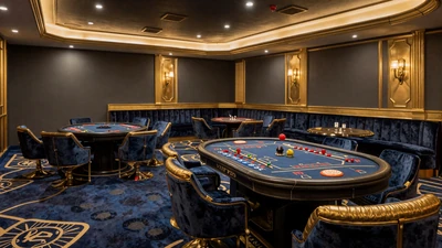 Exklusiver VIP-Salon in Dunkelgold und Blau - Gold Saloon bei Casea Casino